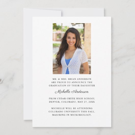 Trendy Elegant Glittery Afstuderen Aankondiging (Achterkant)