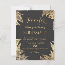 Trendy Elegant Gold Faux Drawn Leaf Pattern Kaart
