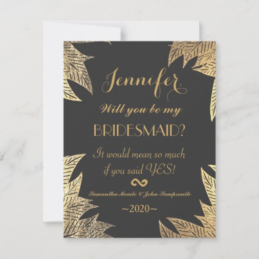 Trendy Elegant Gold Faux Drawn Leaf Pattern Kaart (Voorkant)