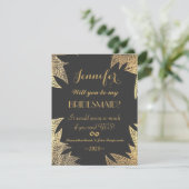 Trendy Elegant Gold Faux Drawn Leaf Pattern Kaart (Staand voorkant)