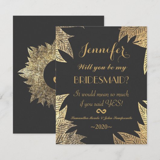 Trendy Elegant Gold Faux Drawn Leaf Pattern Kaart (Voorkant / Achterkant)