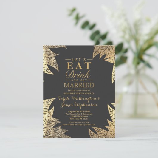 Trendy Elegant Gold Faux Drawn Leaf Pattern Kaart (Staand voorkant)