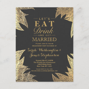 Trendy Elegant Gold Faux Drawn Leaf Pattern Kaart