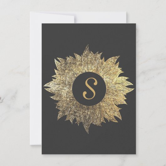 Trendy Elegant Gold Faux Drawn Leaf Pattern Kaart (Achterkant)