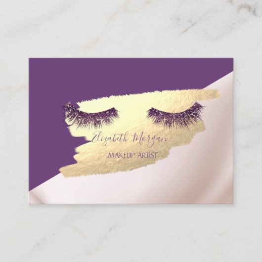 Trendy,Elegant,Gold Foil Brush Stroke,Lashes Visitekaartje (Voorkant)