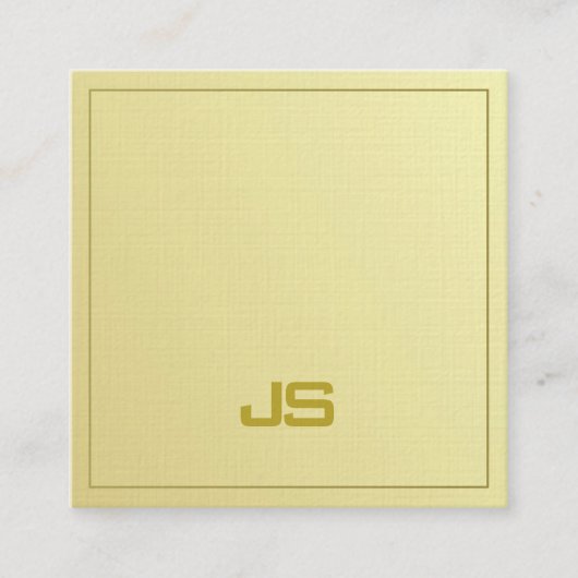 Trendy Elegant Gold Look Monogram Plain Luxury Vierkante Visitekaartje (Voorkant)