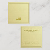 Trendy Elegant Gold Look Monogram Plain Luxury Vierkante Visitekaartje (Voorkant / Achterkant)