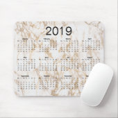 Trendy Elegant Gold Marble 2019 Calendar Muismat (Met muis)