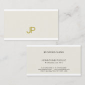 Trendy Elegant Gold Monogram Design Modern Plain Visitekaartje (Voorkant / Achterkant)