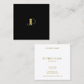 Trendy Elegant Gold Monogram Sjabloon Modern Vierkante Visitekaartje (Voorkant / Achterkant)
