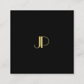 Trendy Elegant Gold Monogram Sjabloon Modern Vierkante Visitekaartje (Voorkant)