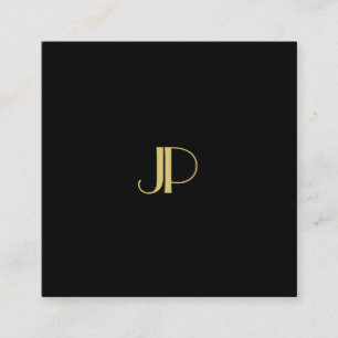 Trendy Elegant Gold Monogram Sjabloon Modern Vierkante Visitekaartje