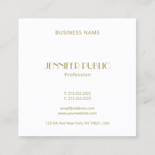 Trendy Elegant Gold Monogram Sjabloon Modern Vierkante Visitekaartje (Achterkant)