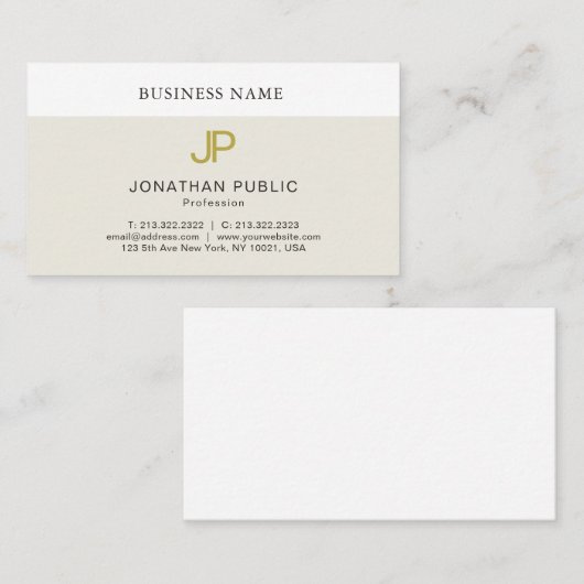 Trendy Elegant Gold Monogrammed Design Modern Visitekaartje (Voorkant / Achterkant)