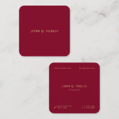 Trendy Elegant Gold Text Burgundy Red Luxury Silk Vierkante Visitekaartje (Voorkant / Achterkant)