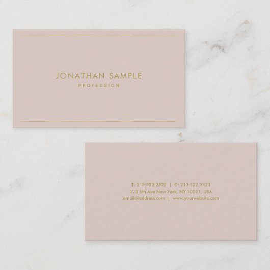 Trendy Elegant Gold Text Modern Minimal Plain Top Visitekaartje (Voorkant / Achterkant)