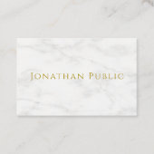 Trendy Elegant Gold Text White Marble Sjabloon Visitekaartje (Voorkant)