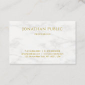 Trendy Elegant Gold Text White Marble Sjabloon Visitekaartje (Achterkant)
