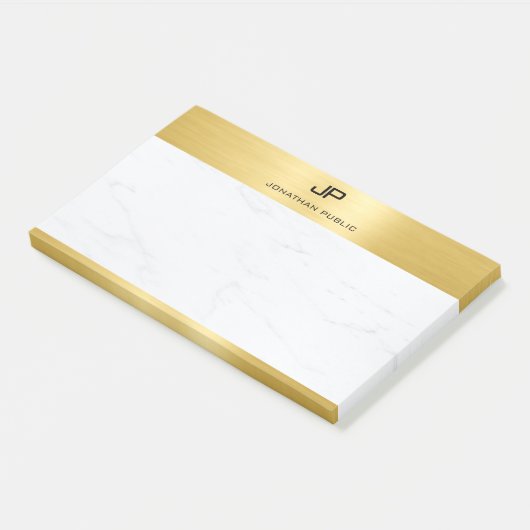 Trendy Elegant Goud Wit Marmer Sjabloon Modern Post-it® Notes (Schuin)