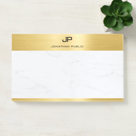 Trendy Elegant Goud Wit Marmer Sjabloon Modern Post-it® Notes (Kantoor)