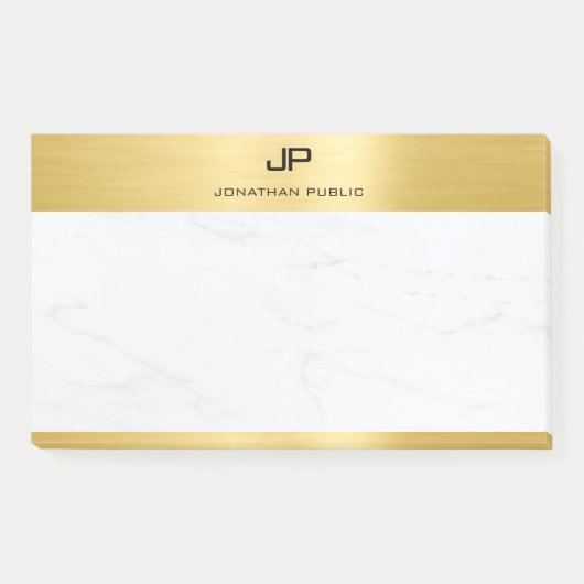 Trendy Elegant Goud Wit Marmer Sjabloon Modern Post-it® Notes (Voorkant)