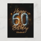 Trendy Elegant Gouden Mozaïek op Zwarte 60e Verjaa Briefkaart (Voorkant)