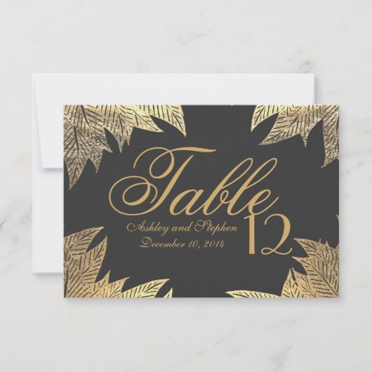 Trendy Elegant Gouden Neppe Getekend Blad Patroon Kaart (Voorkant)