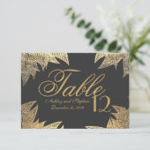 Trendy Elegant Gouden Neppe Getekend Blad Patroon Kaart (Staand voorkant)