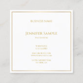 Trendy Elegant Gouden Tekst Wit Sjabloon Modern Vierkante Visitekaartje (Achterkant)