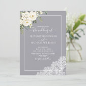 Trendy Elegant Grey Rustic Script Photo Wedding Kaart (Staand voorkant)