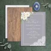 Trendy Elegant Grey Rustic Wood Script Weddenschap Kaart