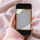 Trendy Elegant Grey Rustic Wood Script Wedding Inv Kaart