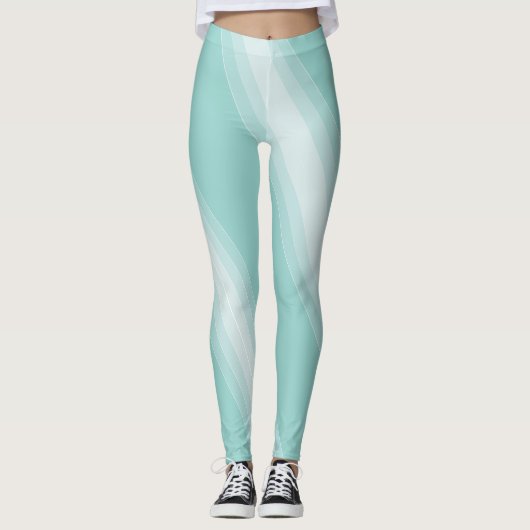 Trendy Elegant Groen Wit Chique Sjabloon Modern Leggings (Voorkant)
