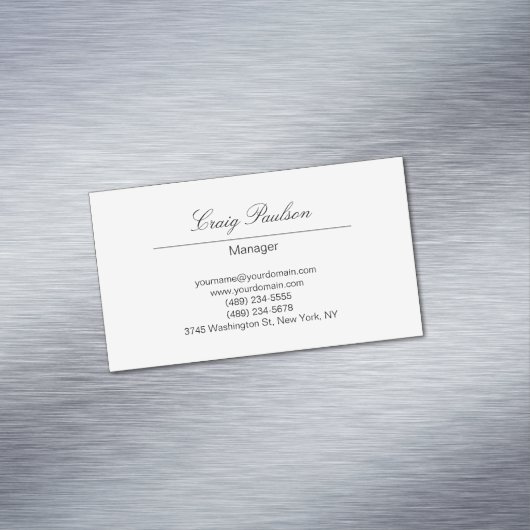 Trendy Elegant Hand Schrijven Wit Magnetisch Visitekaartje (Voorbeeld)