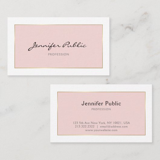 Trendy Elegant Handgeschreven Script Roze Gold Pla Visitekaartje (Voorkant / Achterkant)