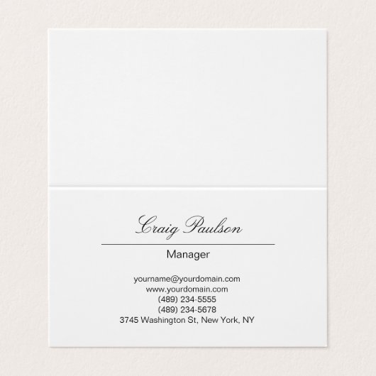 Trendy Elegant Handschrift White Visitekaartje (Buitenkant ongevouwen)