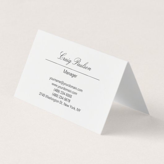 Trendy Elegant Handschrift White Visitekaartje (Voorkant)