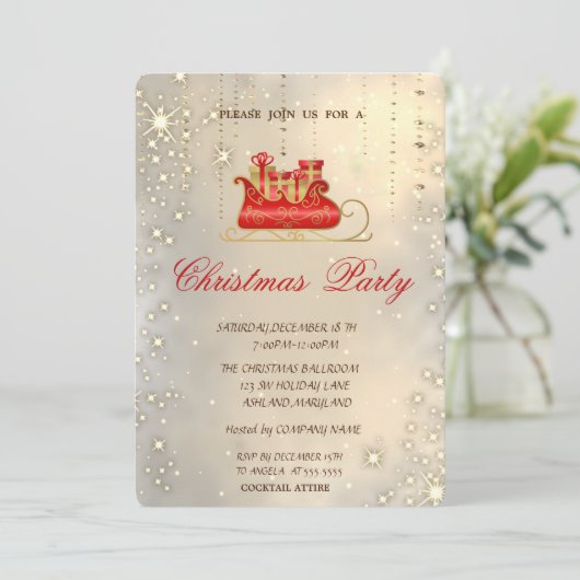 Trendy Elegant Kerstslaaigh, kerstfeest Kaart (Staand voorkant)