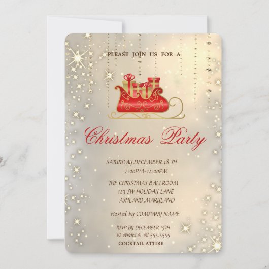 Trendy Elegant Kerstslaaigh, kerstfeest Kaart (Voorkant)