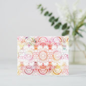 Trendy elegant koraal waterverf floral mandala briefkaart (Staand voorkant)