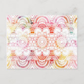 Trendy elegant koraal waterverf floral mandala briefkaart (Voorkant)
