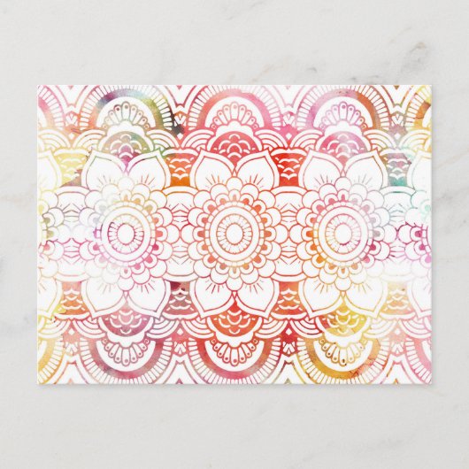 Trendy elegant koraal waterverf floral mandala briefkaart (Voorkant)
