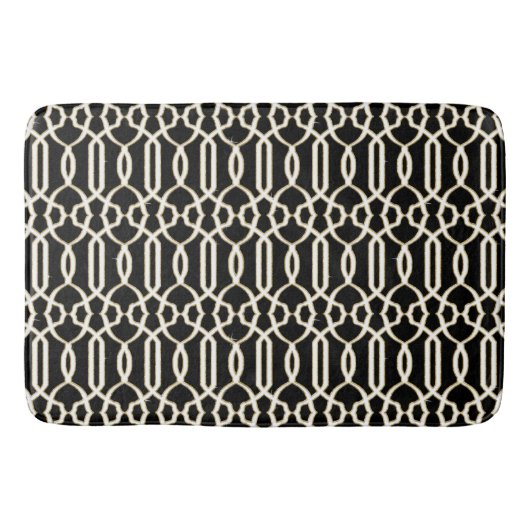 Trendy Elegant Lattice Trellis Pattern Black White Badmat (Voorkant)