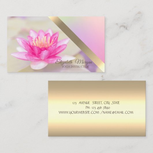 Trendy Elegant Lotus Flower Yoga Instructor Visitekaartje (Voorkant / Achterkant)