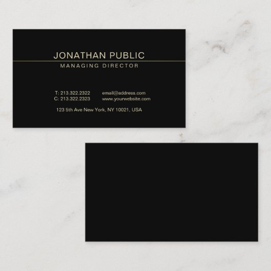 Trendy Elegant Manager Director Ceo Plain Luxury Visitekaartje (Voorkant / Achterkant)
