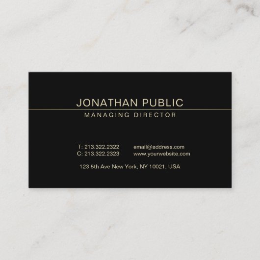 Trendy Elegant Manager Director Ceo Plain Luxury Visitekaartje (Voorkant)