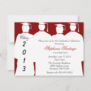Trendy Elegant Maroon Afstuderen Annoucement Kaart