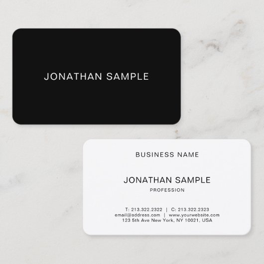 Trendy Elegant Minimalist B&W Moderne Sjabloon Visitekaartje (Voorkant / Achterkant)