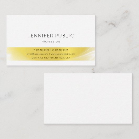 Trendy Elegant Minimalist Design Gold Luxury Plain Visitekaartje (Voorkant / Achterkant)