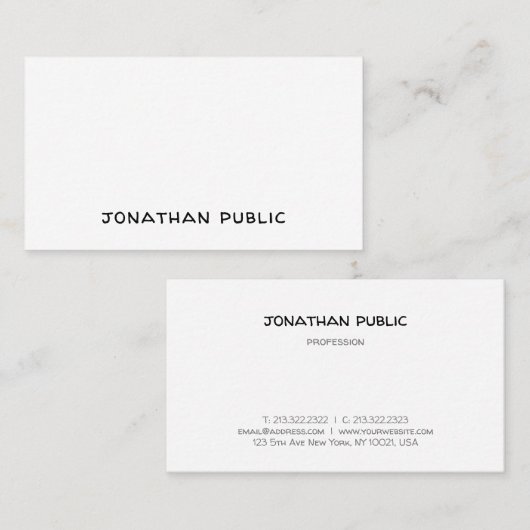 Trendy Elegant Minimalist Plain Professional Cool Visitekaartje (Voorkant / Achterkant)